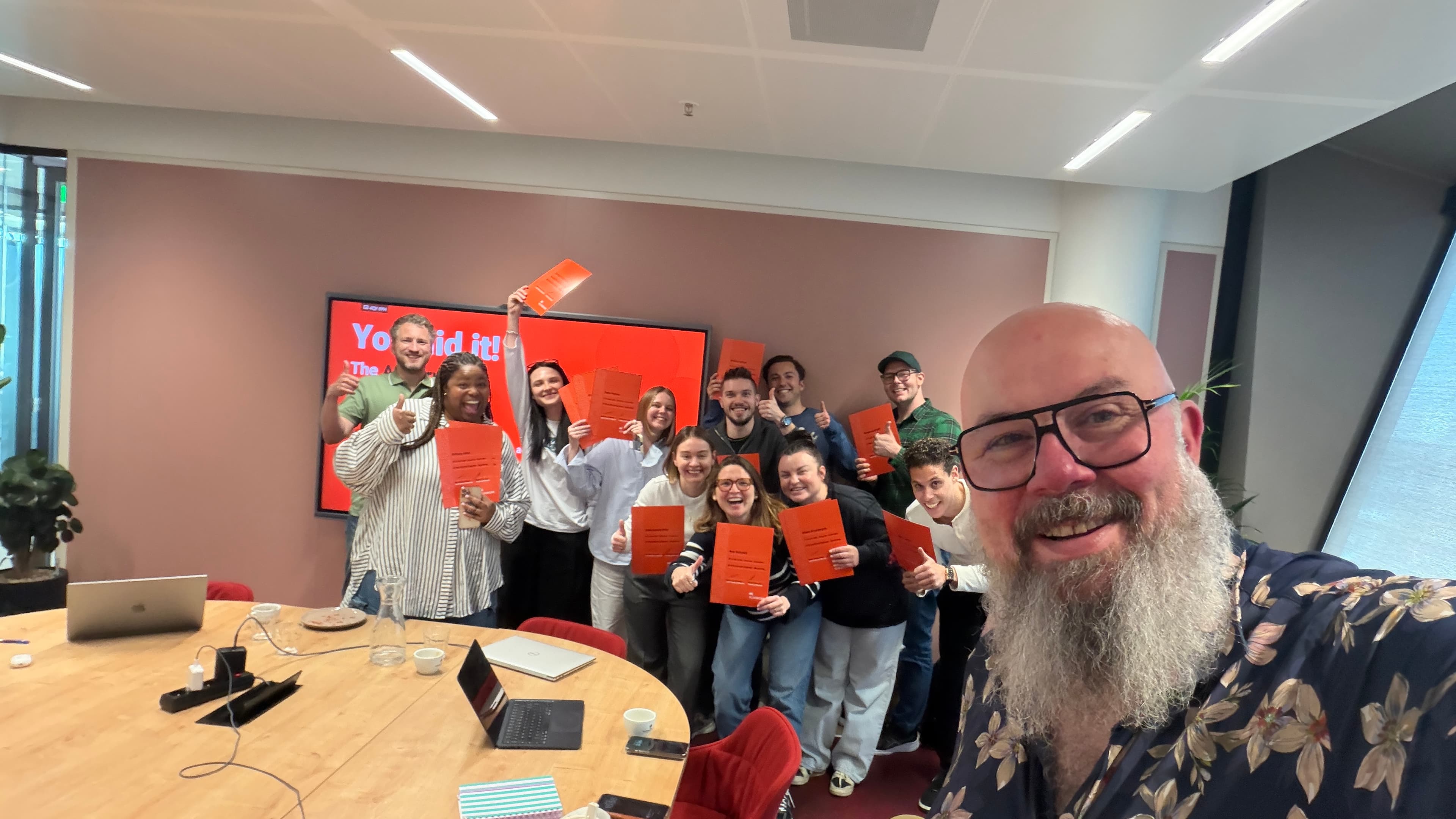 Recruitment team celebrating after completing their AI Recruitment Engineer bootcamp